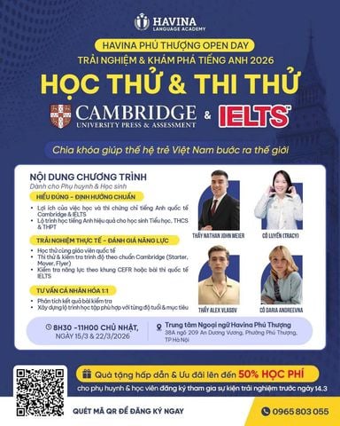 HAVINA PHÚ THƯỢNG OPEN DAY: TRẢI NGHIỆM & KHÁM PHÁ TIẾNG ANH