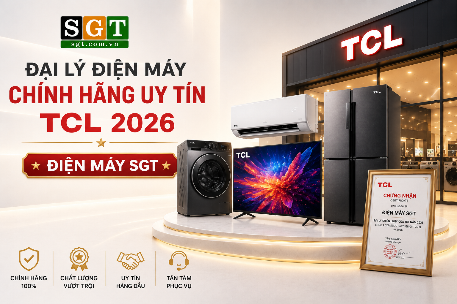 Đại Lý Điện Máy Chính Hãng Uy Tín TCL 2026 - Điện Máy SGT