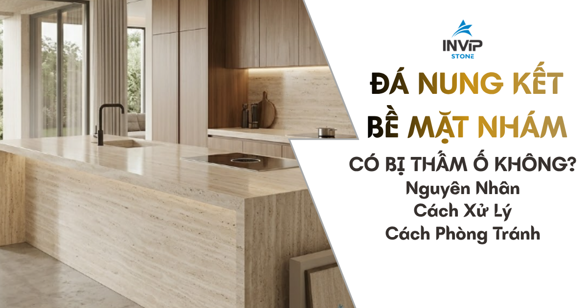 Đá nung kết bề mặt nhám có bị thấm ố không? Nguyên nhân, cách xử lý và cách phòng tránh