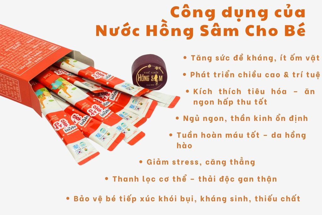 Công dụng tuyệt vời của Nước Hồng Sâm Cho Bé