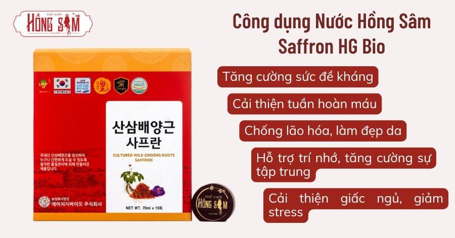 Công dụng của Nước Hồng Sâm núi Saffron HG Bio