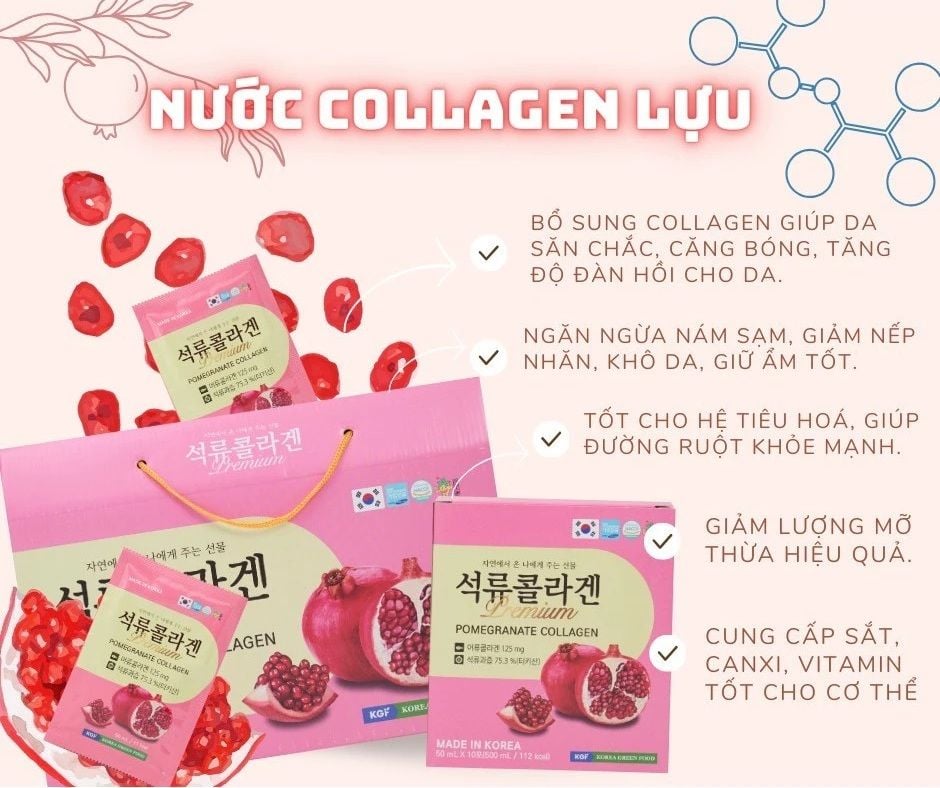 Công dụng của Nước Uống Collagen Lựu KGF