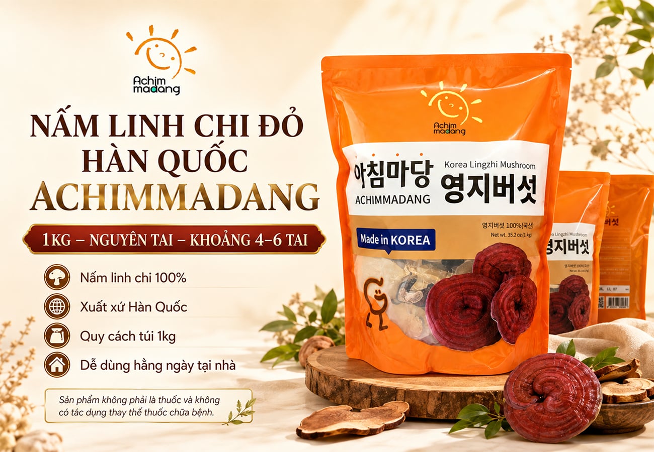 Nấm Linh Chi Achimmadang 1kg dạng nguyên tai