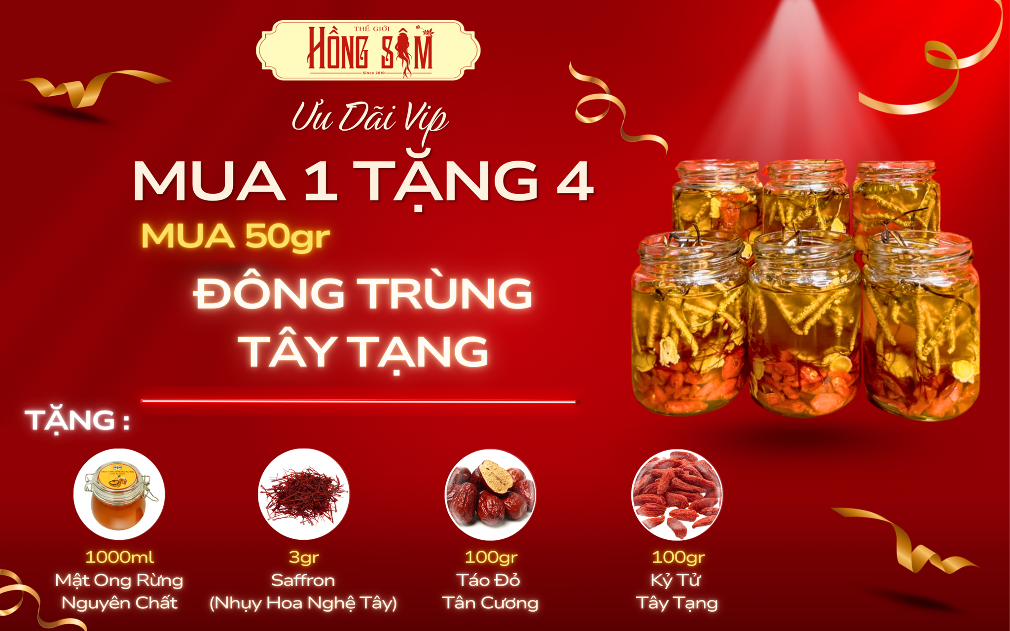 Khuyến mãi lớn khi mua 30gr Đông Trùng Tây Tạng tại Thế Giới Hồng Sâm