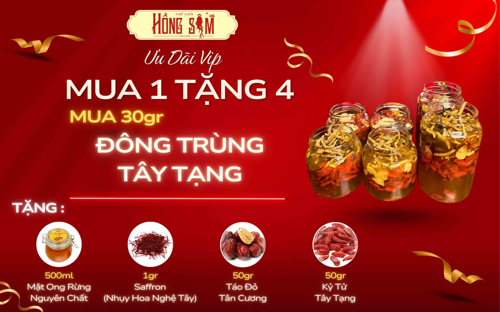 Khuyến mãi Vip khi mua 30g đông trùng tại Thế Giới Hồng Sâm
