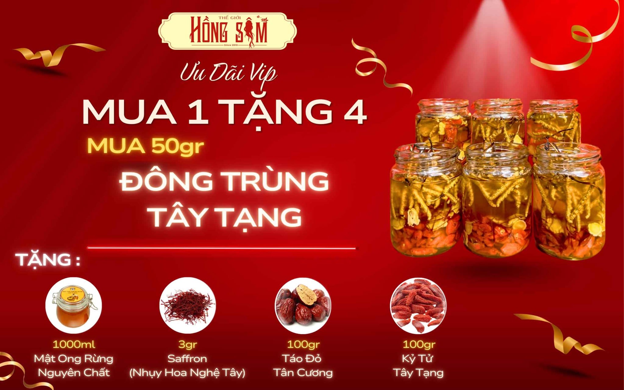 Khuyến mãi lớn khi mua 50gr Đông Trùng Tây Tạng tại Thế Giới Hồng Sâm