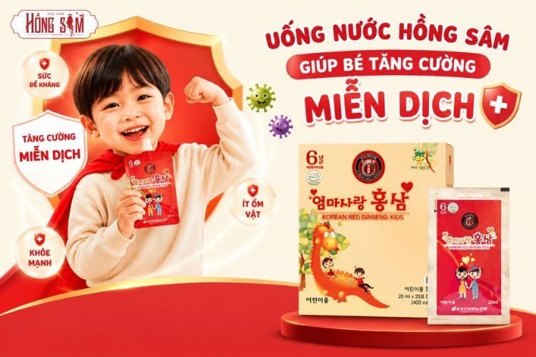 Sử dụng nước Hồng Sâm thường xuyên giúp bé củng cố hệ miễn dịch