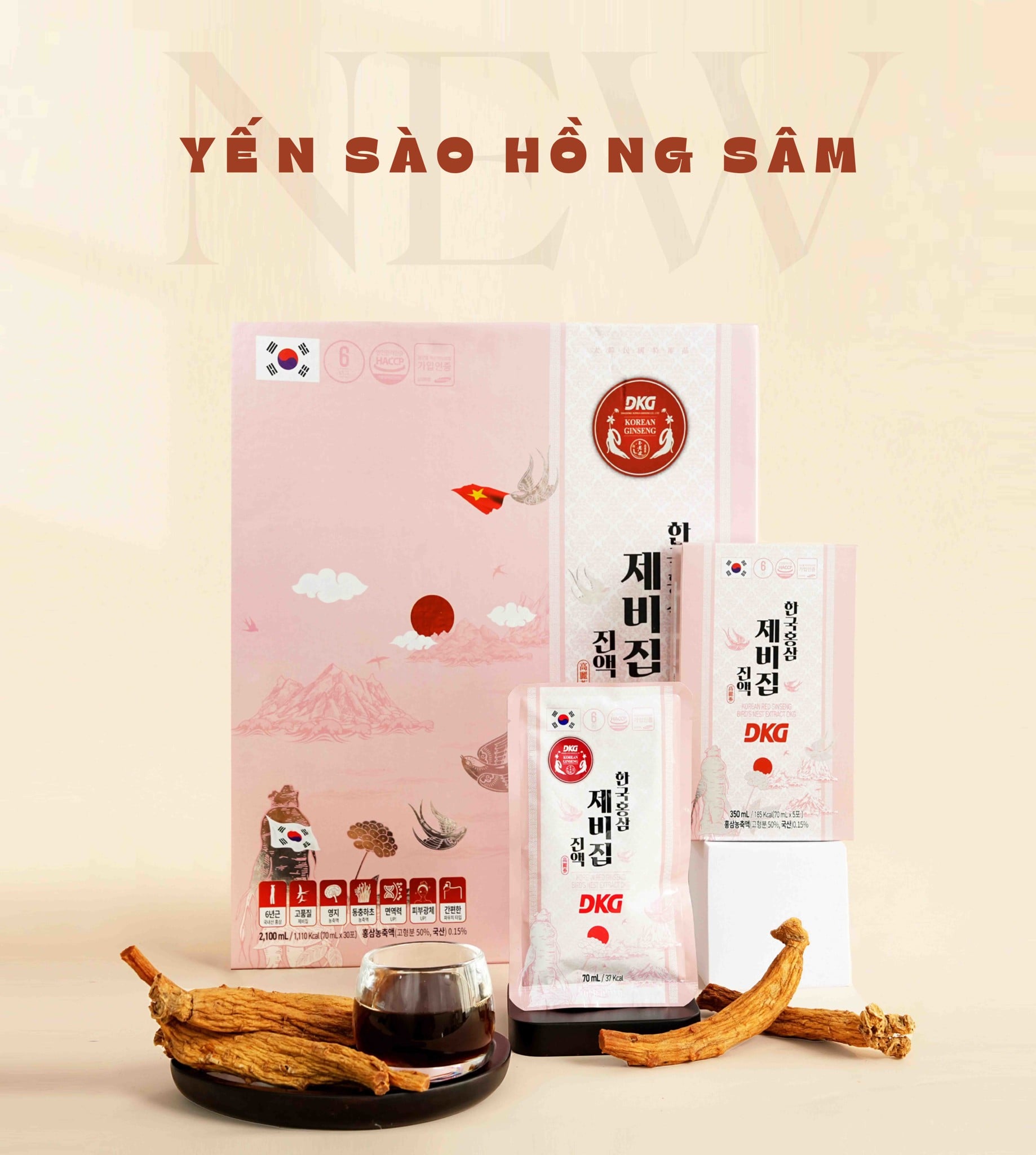 Nước Hồng Sâm Yến Sào G-BIRD DKG Hộp 70ml x 30 Gói