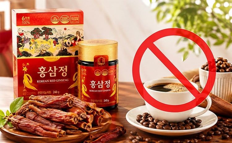 Không nên sử dụng đồ uống chứa Caffein khi sử dụng Hồng Sâm