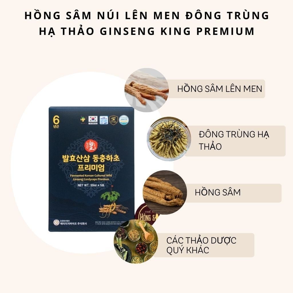Thành phần Nước Hồng Sâm Núi Lên Men Đông Trùng Hạ Thảo Ginseng King Premium