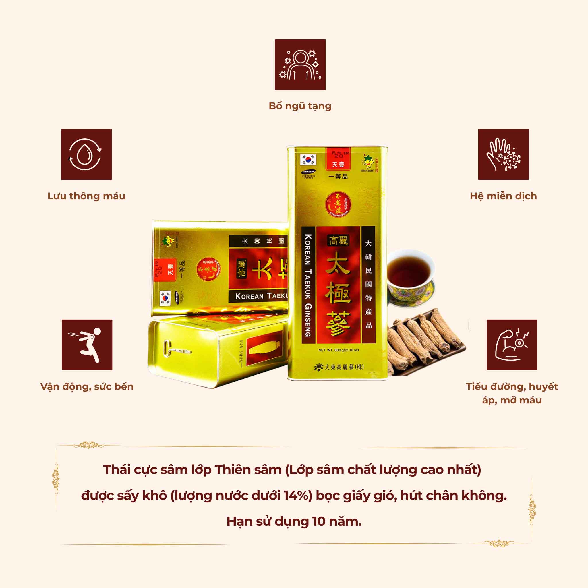 Tác dụng của thái cực sâm củ khô hộp thiếc Deadong đối với sức khỏe.