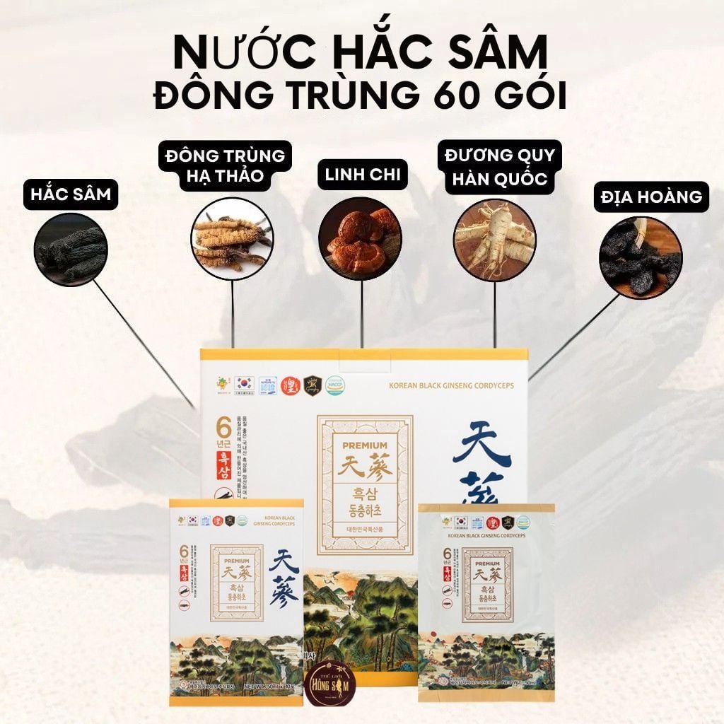 Thành phần nước Hắc Sâm Đông Trùng Hạ Thảo Ginseng King Premium