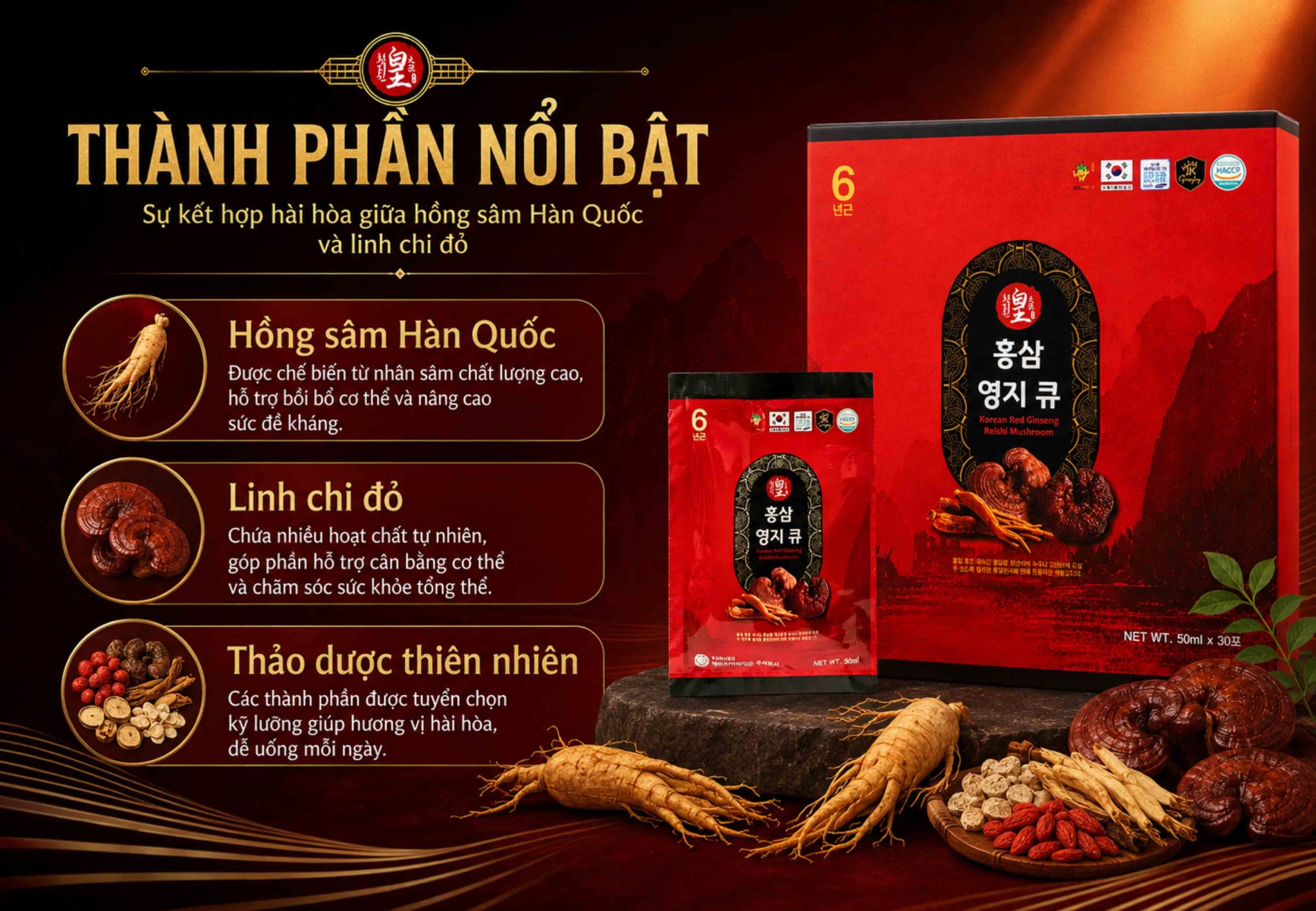 Thành phần Nước Hồng Sâm Linh Chi Ginseng King