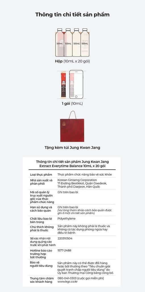 Thông tin sản phẩm Nước Hồng Sâm KGC Extract Everytime Balance