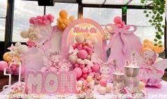 💖 Decor Sinh Nhật Bé Khánh Chi – Không Gian Cổ Tích Hồng Pastel Ngọt Ngào