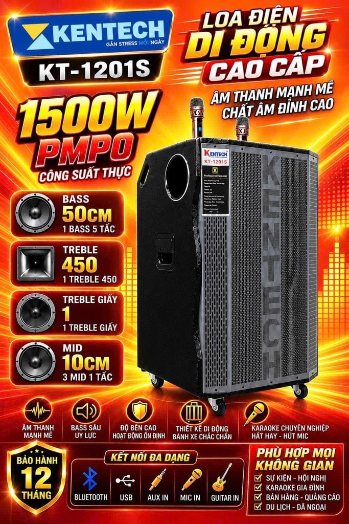 LOA ĐIỆN DI ĐỘNG CAO CẤP — KENTECH KT-1201S!