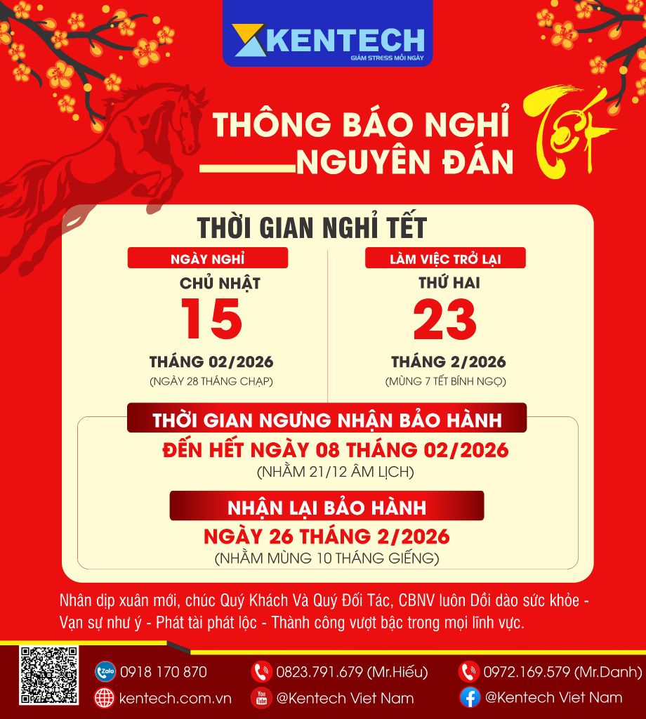 📢 THÔNG BÁO LỊCH NGHỈ TẾT và BẢO HÀNH SẢN PHẨM KENTECH 🎊