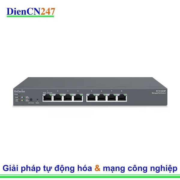 ECS1008P hãng EnGenius Vietnam – Switch Cloud Managed L2+ 8 cổng PoE 55W
