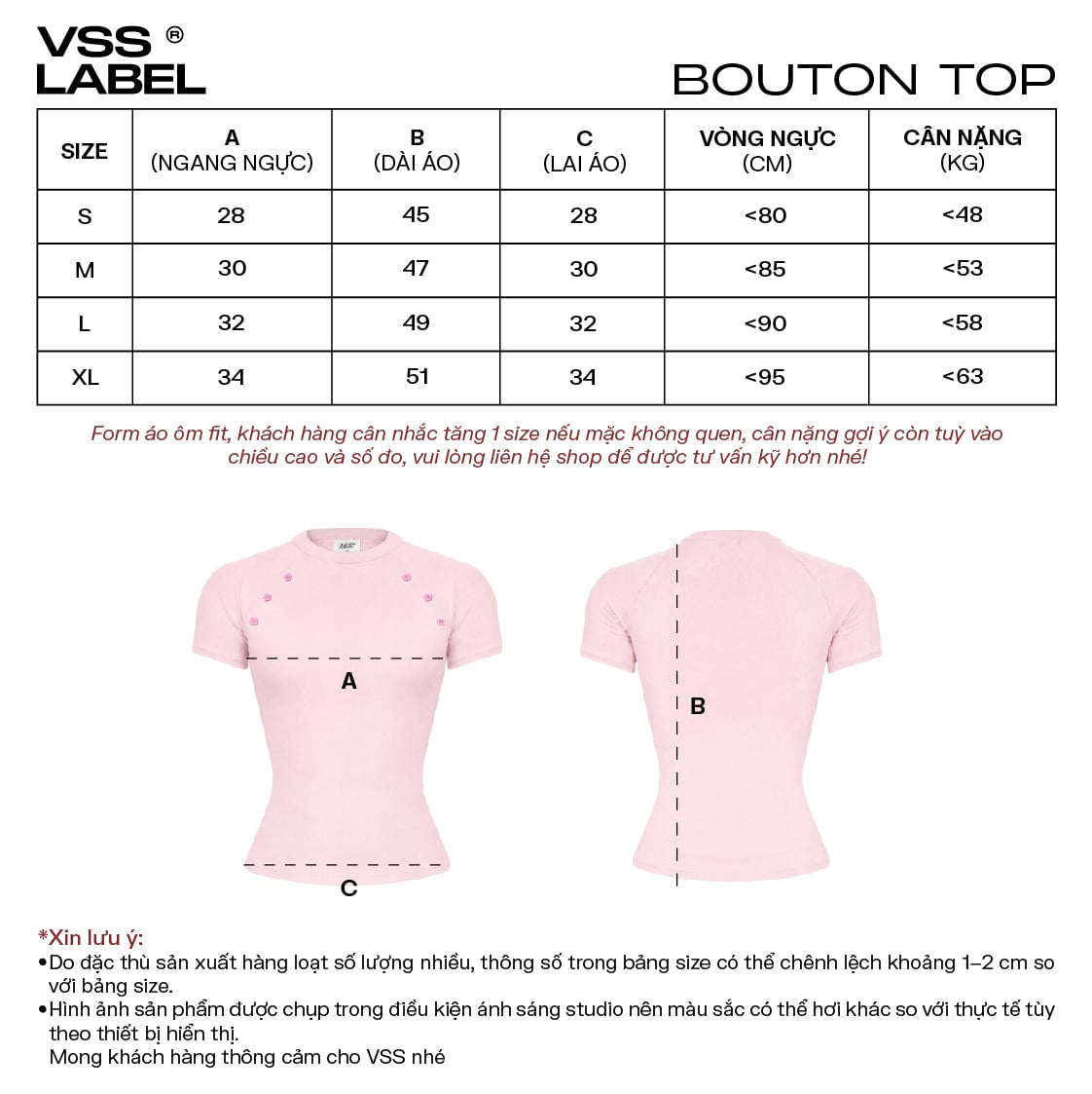 Bảng size