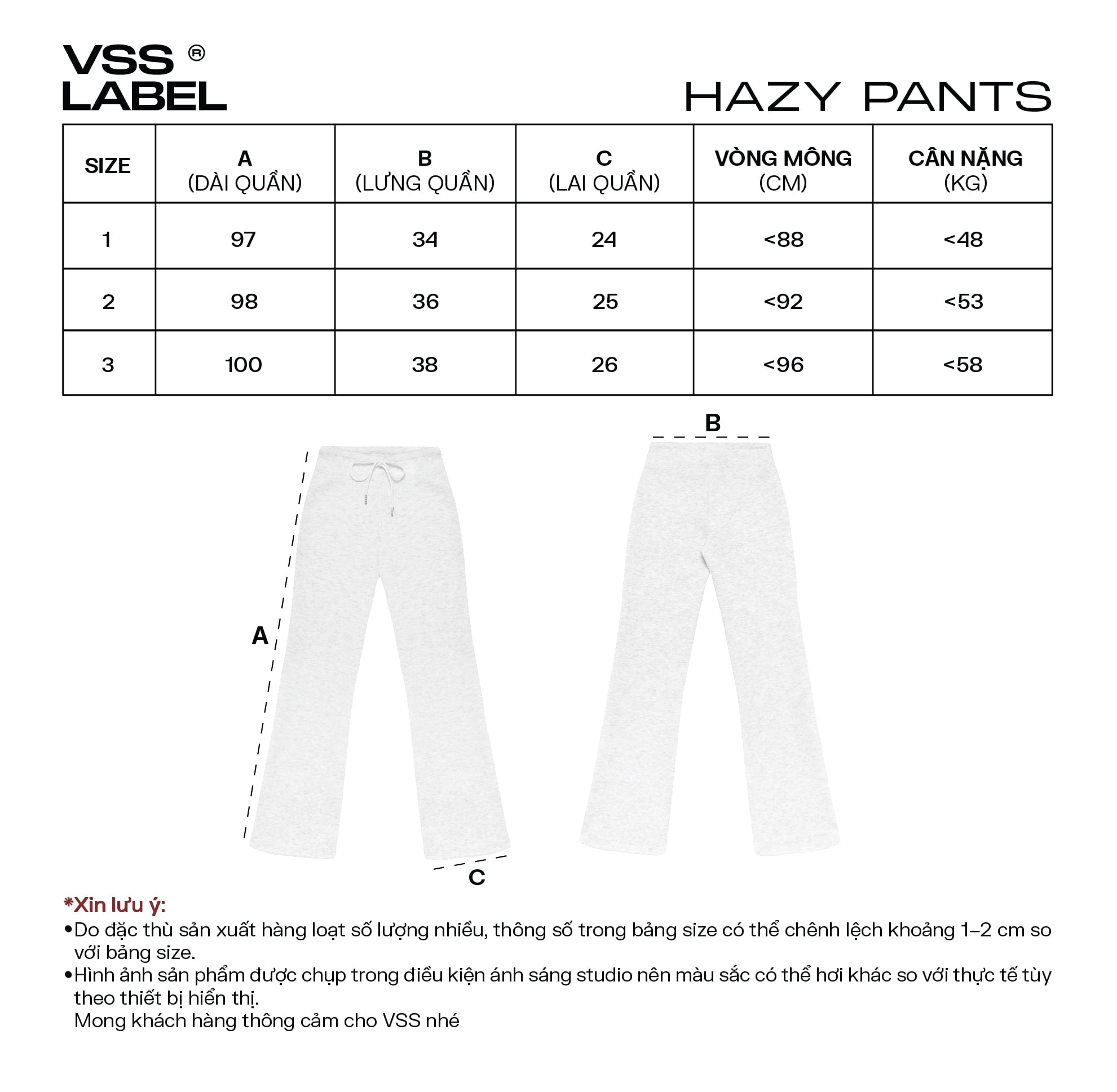 Bảng size
