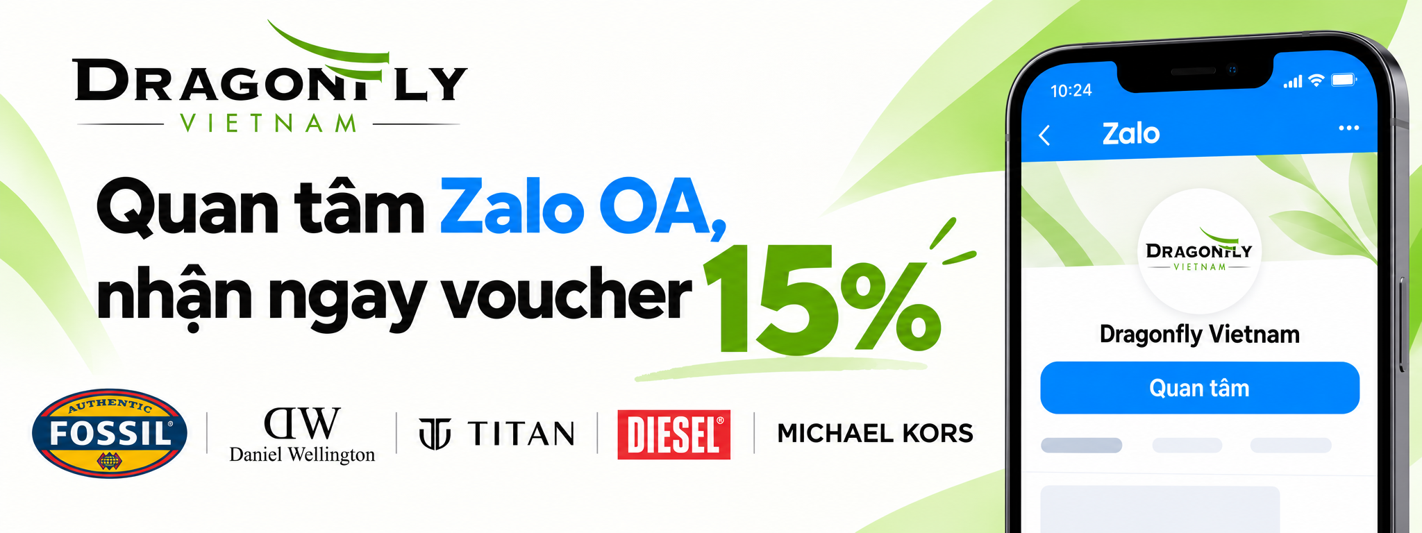 QUAN TÂM ZALO OA DRAGONFLY VIETNAM: NHẬN E-VOUCHER 15%, KHÁM PHÁ ƯU ĐÃI GRAND OPENING
