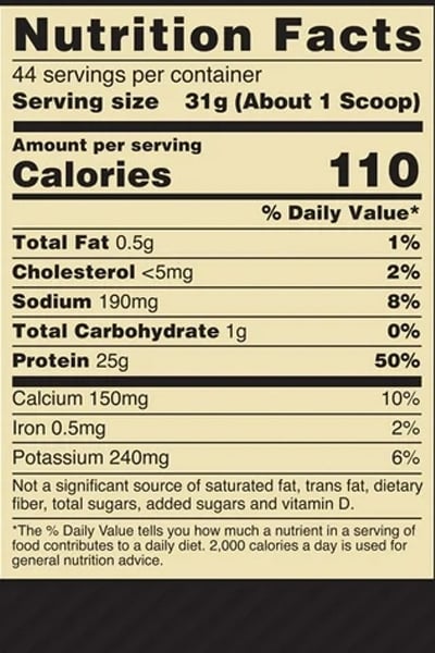 ON Gold Standard 100% Isolate 3lbs Facts