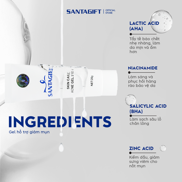 SANTAGIFT ACNE GEL 3IN1: BÍ QUYẾT ĐỐI PHÓ VỚI MỤN CHO LÀN DA SẠCH KHOẺ VÀ RẠNG RỠ!