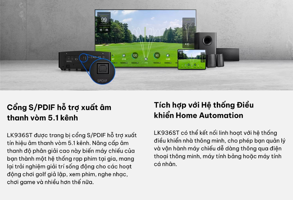 Máy chiếu golf mô phỏng Laser BlueCore ngắn 4K BenQ LK936ST