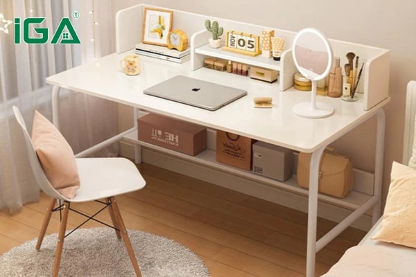 Bàn làm việc tích hợp kệ sách