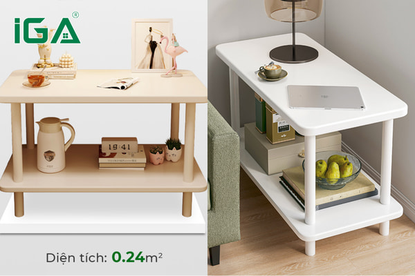 Bàn trà 2 tầng full trắng GM143