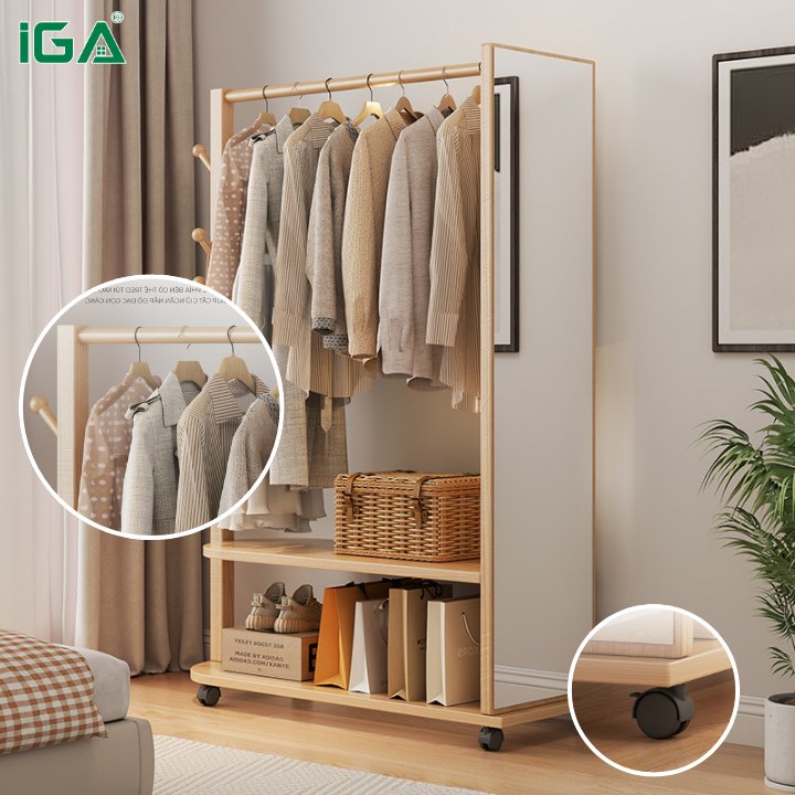 4.1 Giá treo quần áo có bánh xe kết hợp gương - GP371