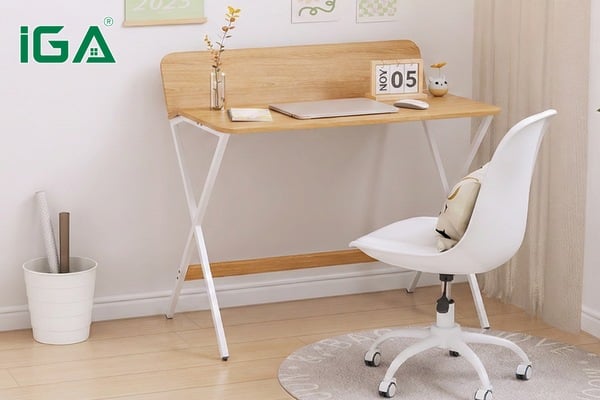 Bàn làm việc hiện đại khung trắng vân gỗ tinh tế GM210