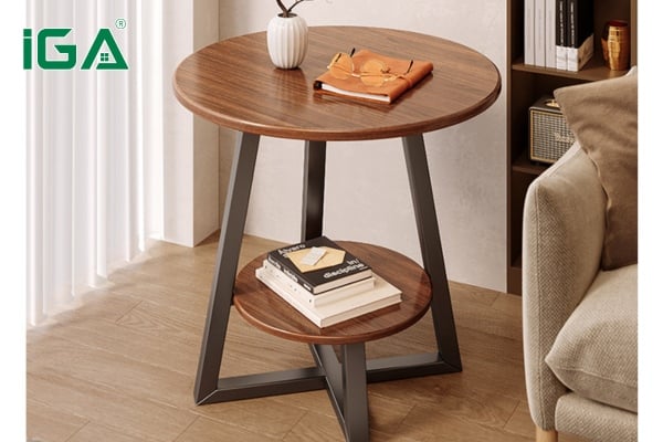 Bàn trà chân sắt kết hợp mặt gỗ
