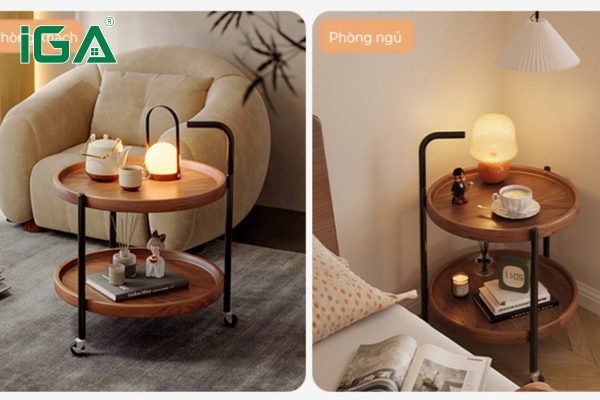 Bàn trà có bánh xe di chuyển tiện lợi