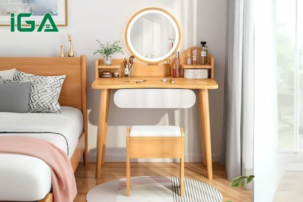 Ghế trang điểm gỗ công nghiệp hiện đại