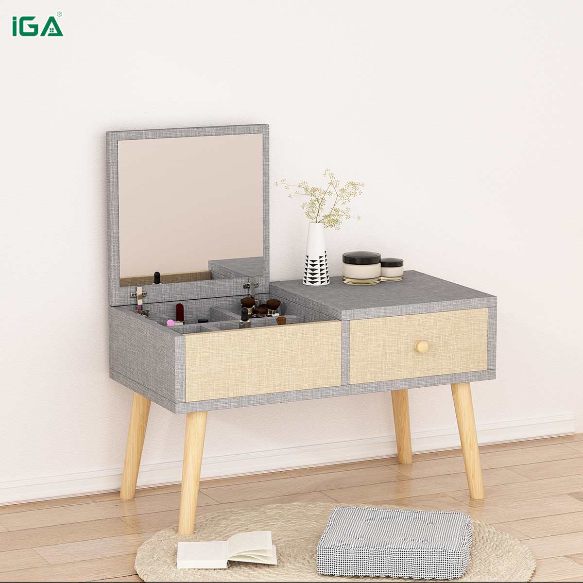 Bàn trang điểm gỗ vân vải&nbsp;nhỏ gọn - GP143