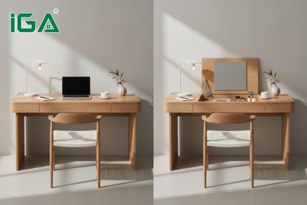 Bàn làm việc kết hợp bàn trang điểm thông minh