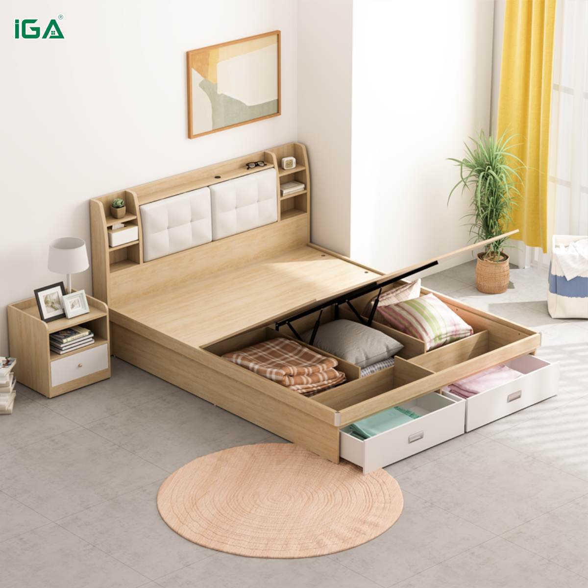 Giường gỗ thiết kế thông minh