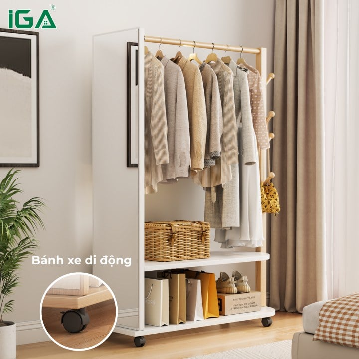 Giá treo quần áo có bánh xe di động thông minh