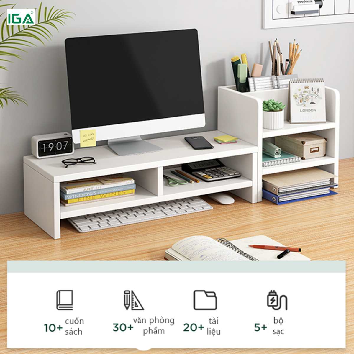 Kệ máy tính bảo vệ cột sống GP184 IGA có ngăn lưu trữ