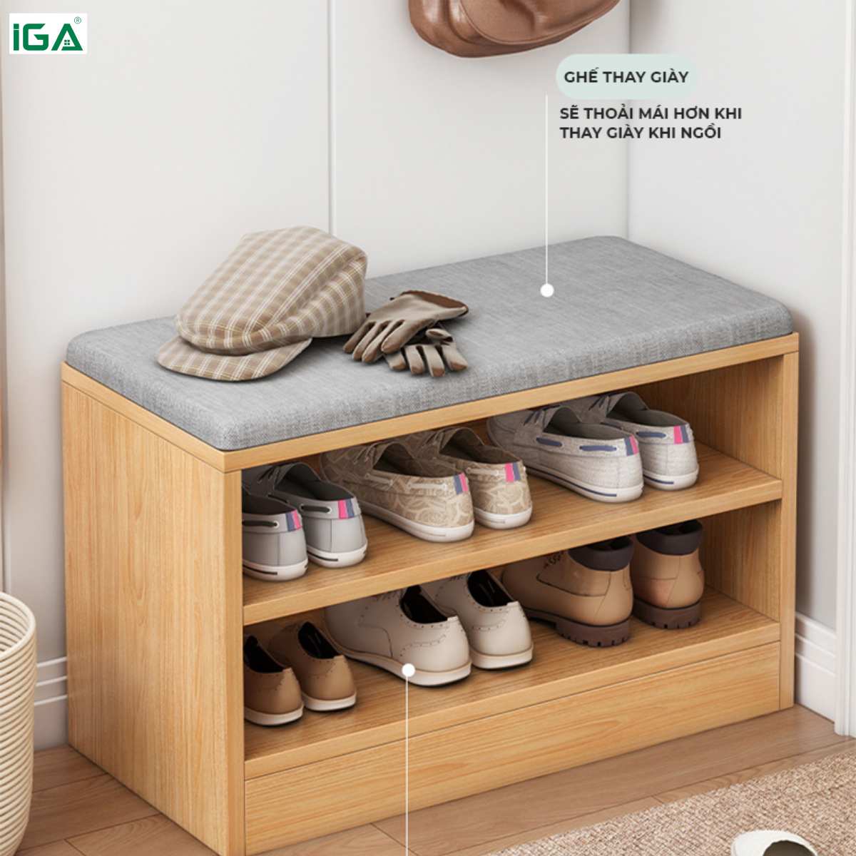 Tủ xếp giày đặt gần cửa ra vào