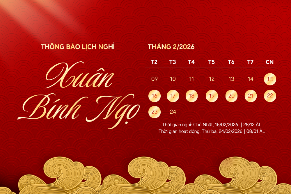 Thông báo lịch nghỉ tết Nguyên Đán 2026 | Galaxycons
