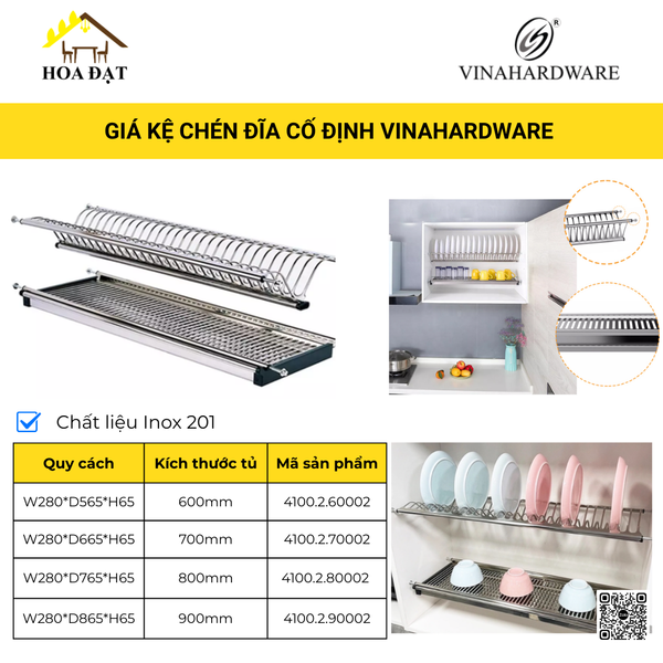 Kệ Chén Dĩa Cố Định Inox – Mã 4100.2.60002