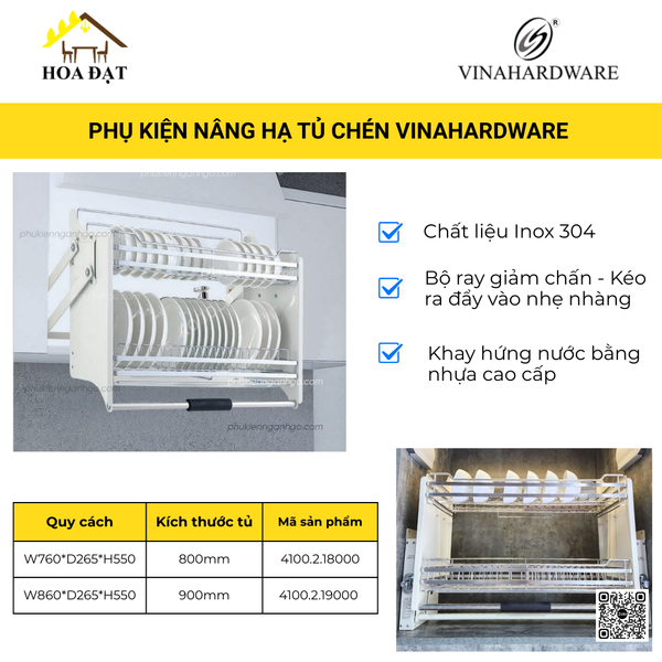 Giá nâng hạ bát đĩa Inox 304 – Vinahardware
