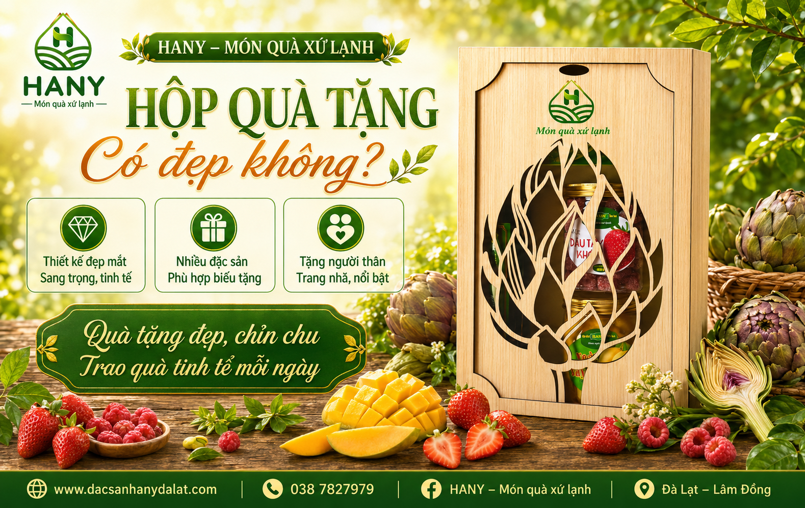 Combo Quà Hany Có Đẹp Không? Review Hộp Gỗ Khắc Hoa Atiso