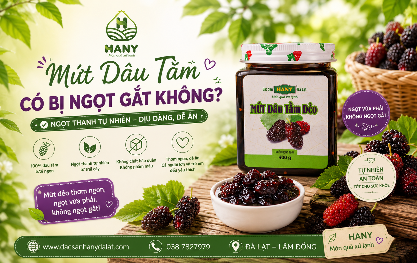 Mứt Dâu Tằm Hany Có Ngọt Gắt Không? Review Chi Tiết Vị Mứt Đậm Đà