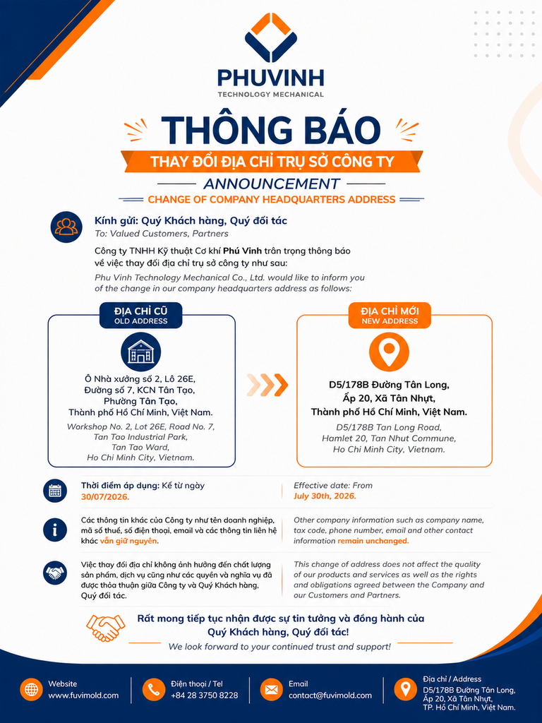 THÔNG BÁO THAY ĐỔI ĐỊA CHỈ CÔNG TY - ANNOUCEMENT REGARDING CHANGE OF COMPANY ADDRESS