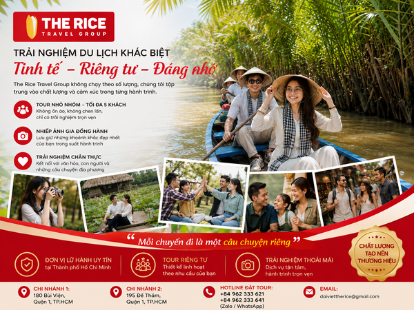 The Rice Travel Group – Đơn vị lữ hành uy tín tại Thành phố Hồ Chí Minh, chuyên cung cấp các tour riêng tư được thiết kế linh hoạt, mang đến trải nghiệm thoải mái và trọn vẹn cho từng du khách
