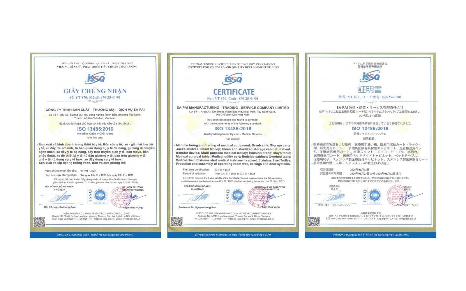ISO 13485:2016 SAPAMEFA