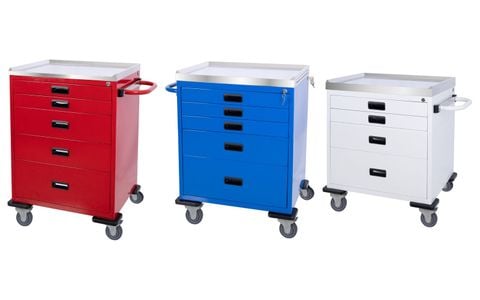 Ba cấu hình xe đẩy y tế khác nhau dùng để minh họa nhu cầu phân biệt theo nhiệm vụ
